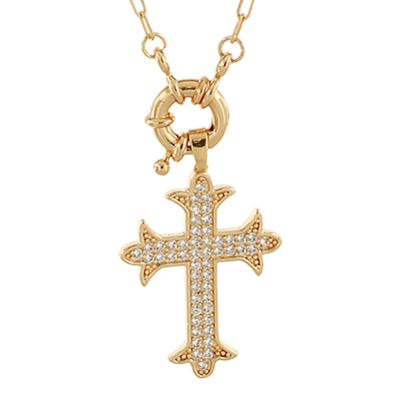 Pave Cross Pendant Chain Necklace - Picture 2 of 2